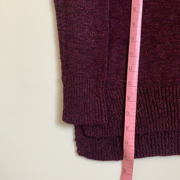 American Eagle Outfitters Purple Shimmer V-Neck Sweater - Picture 6 of 10